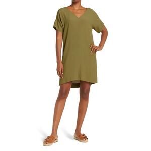 Madewell V-Neck Novel Shift Dress in Desert Olive Women's Size 3X